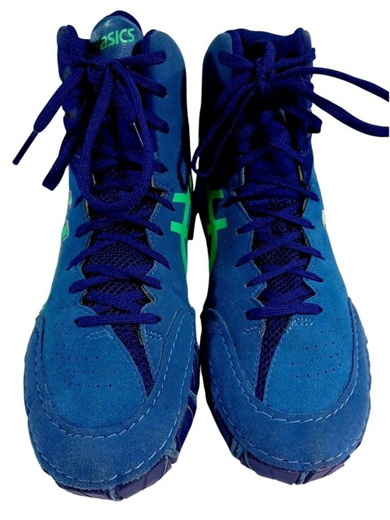 ASICS Aggressor Wrestling Shoes Size 10 J000Y Blue/Neon Green No Box main image 10